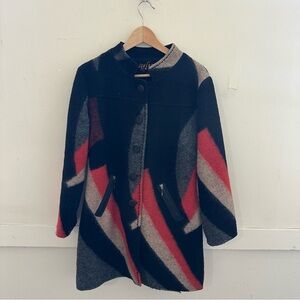 Icelandic Designs Black and Red Wool Coat